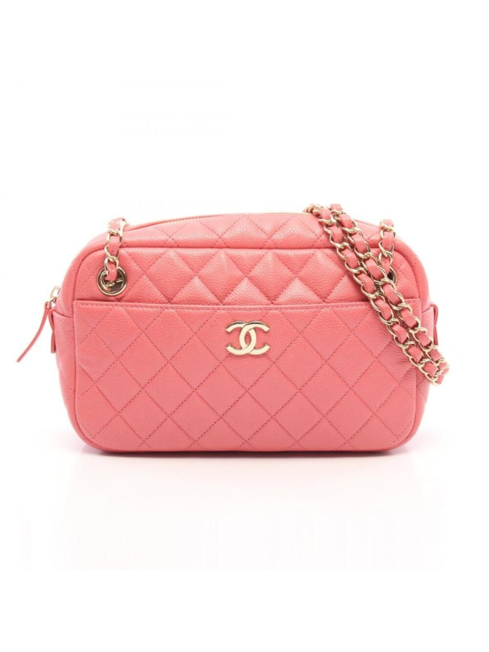 Chanel Shoulder Bag Quilted Pink Caviar Leather Chain